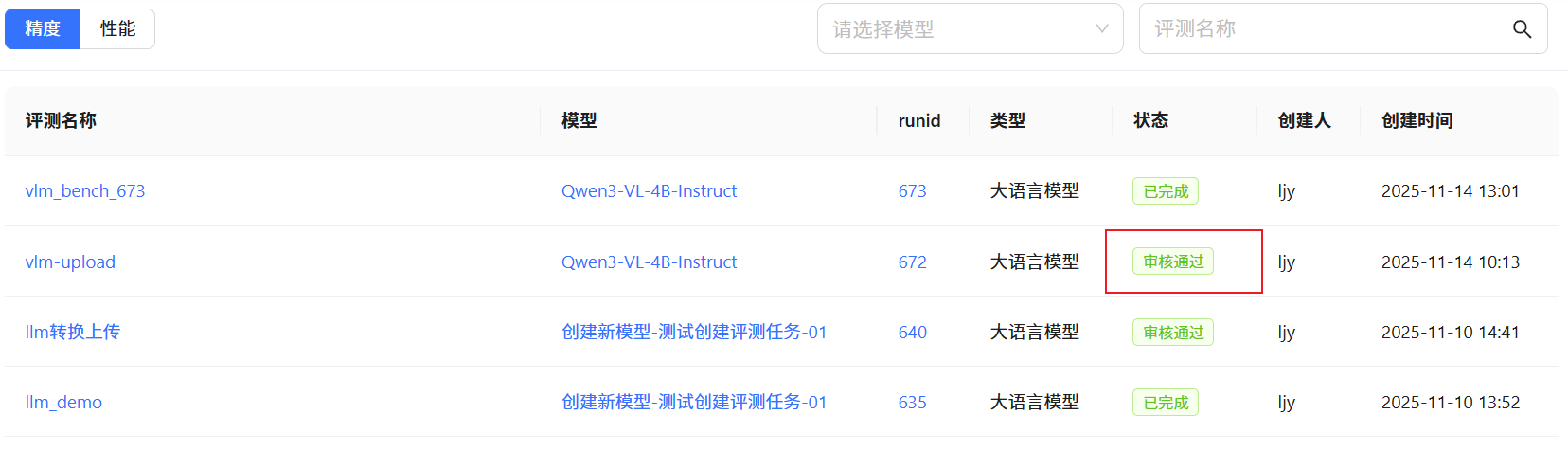 Leaderboard 展示